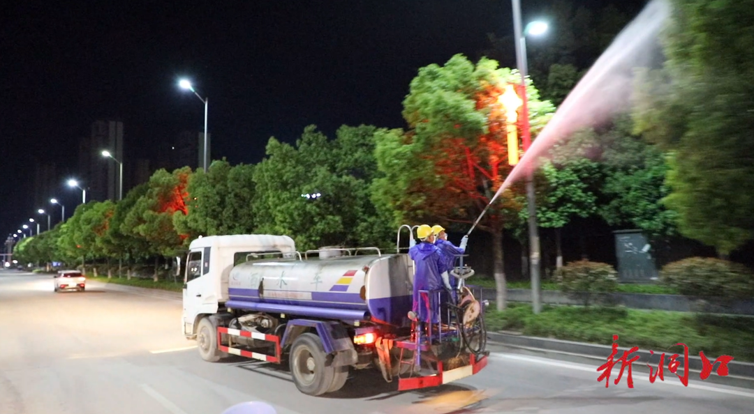 县城市管理和综合执法局：夜间喷药防虫害  为城市绿化保驾护航