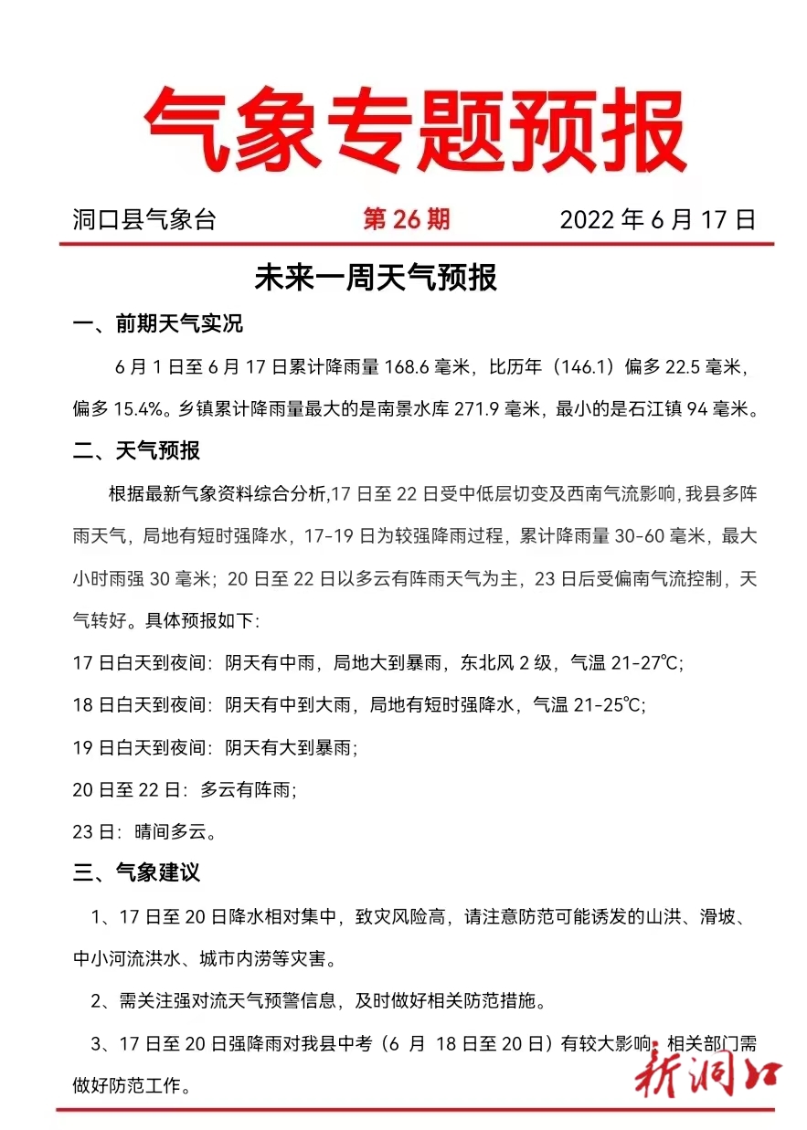 未来一周天气预报