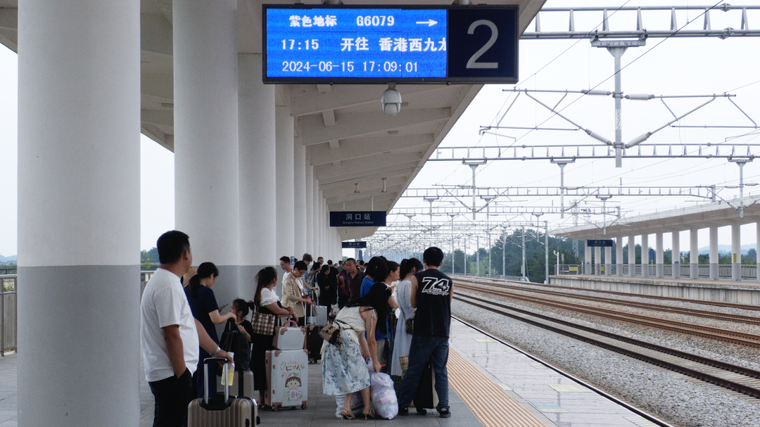 今日17时15分 洞口站首趟直通香港西九龙站高铁开出(图2)