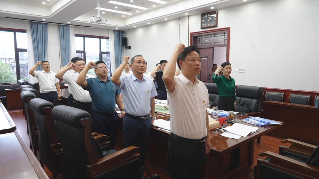 庆“七一”  洞口县委常委会组成人员重温入党誓词(图1)