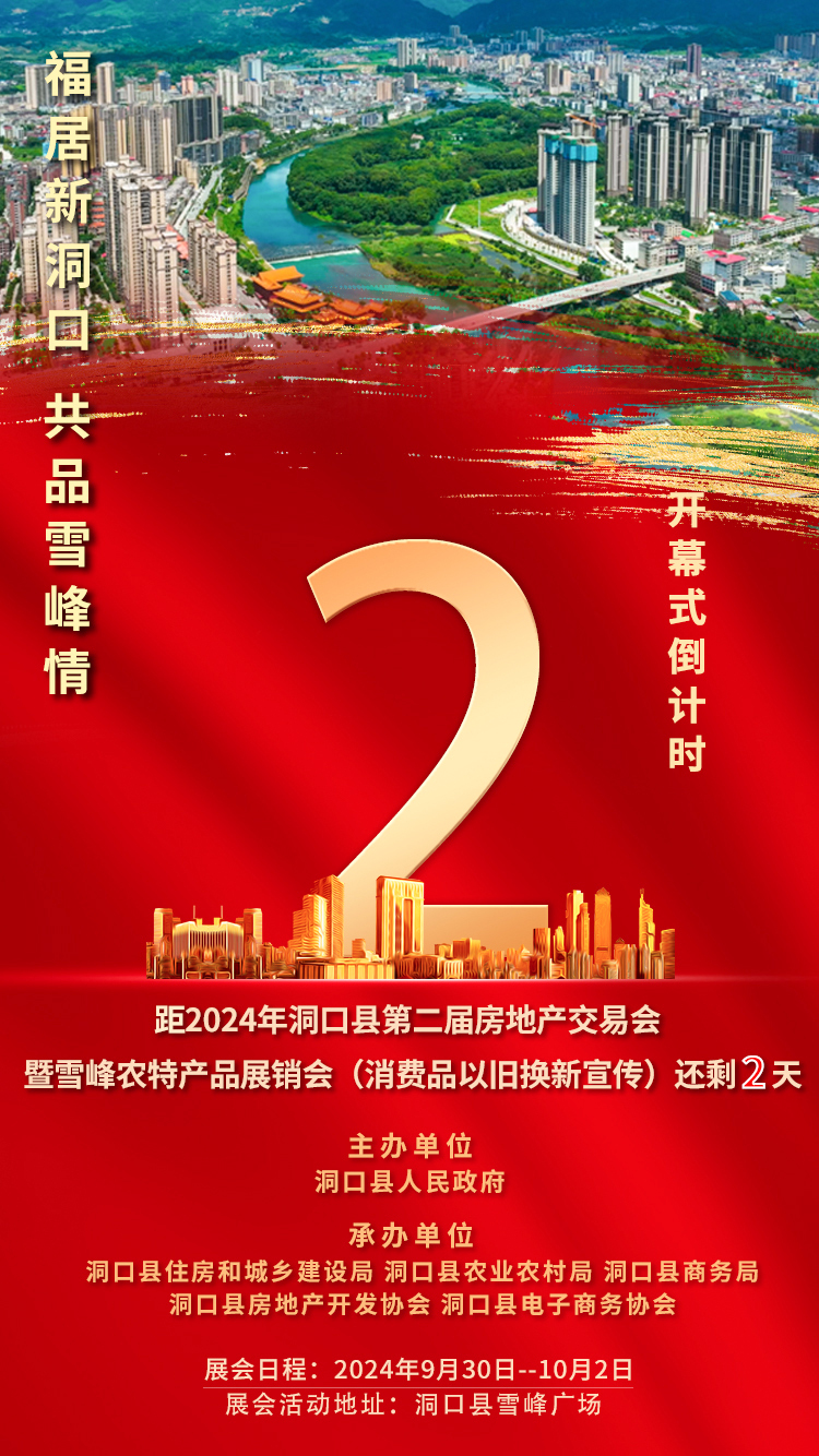 2024年洞口县第二届房地产交易会暨雪峰农特产品展销会（消费品以旧换新宣传）倒计时 2 天！