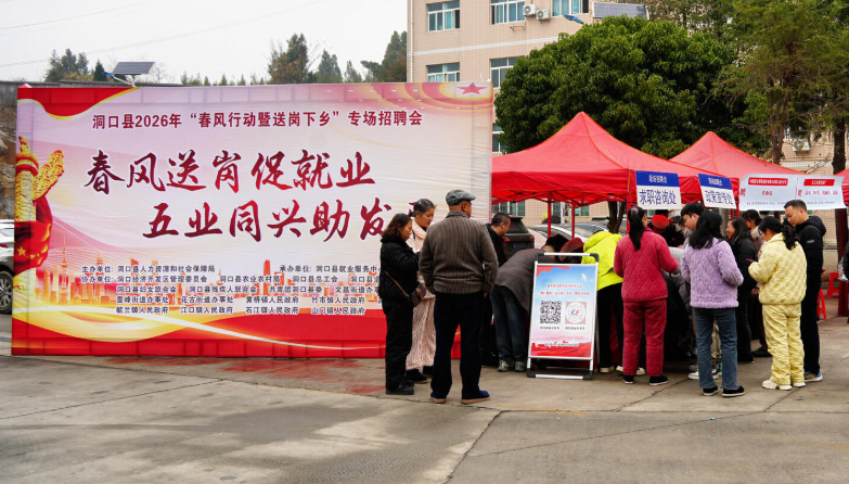 洞口县2026年“春风行动暨送岗下乡”专场招聘会走进石江镇